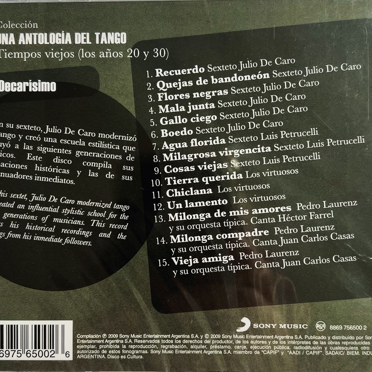 GENERICO - UNA ANTOLOGIA DEL TANGO - DECARISIMO / CD