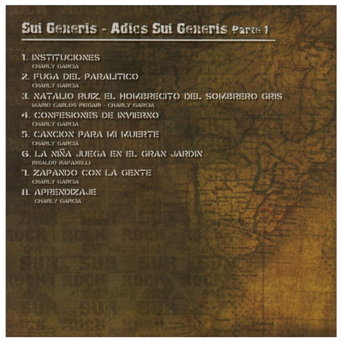 GENERICO - SUI GENERIS - ADIOS SUI GENERIS, PARTE 1 - ROCK DEL SUR / CD