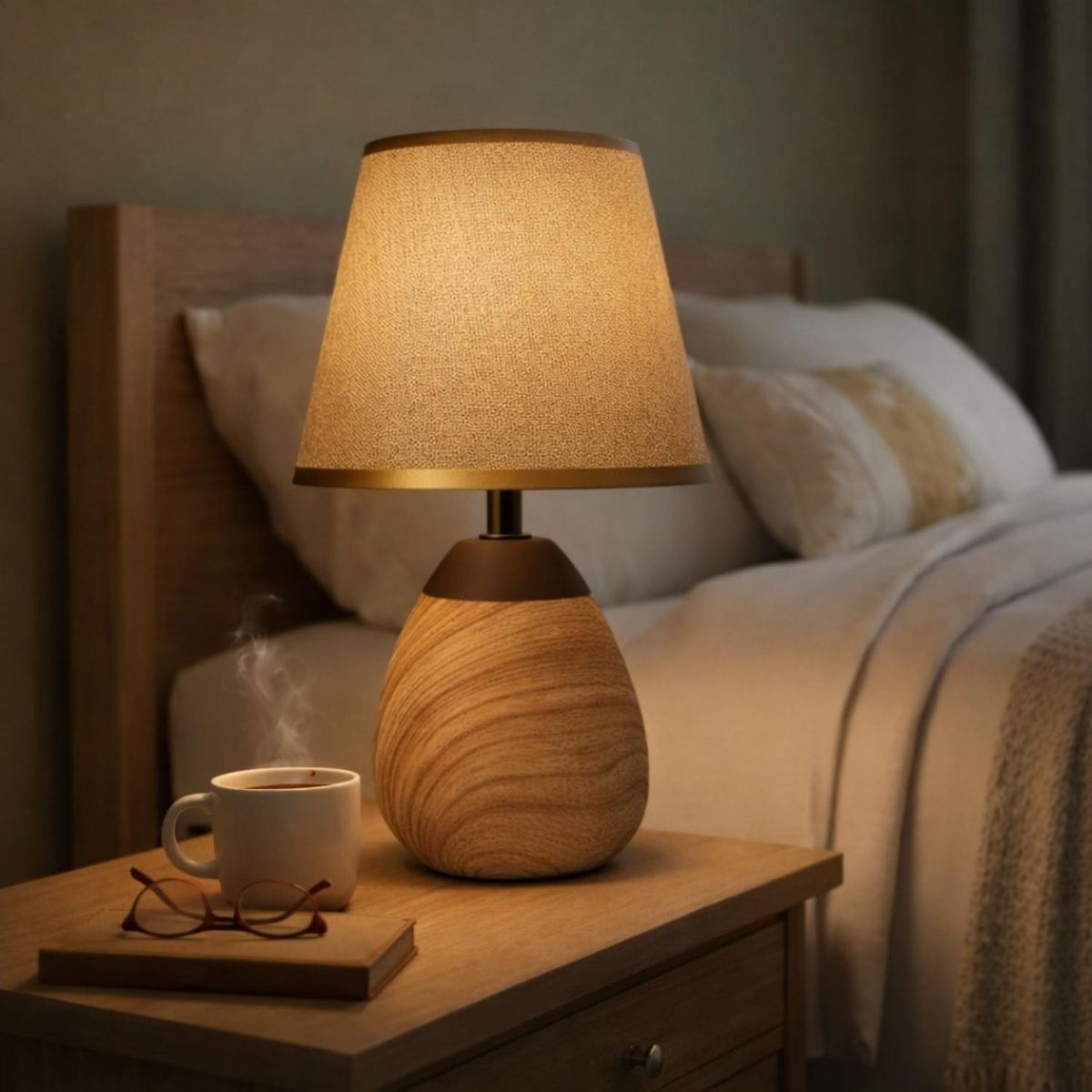 FLIPEREX - Lampara Mesa Velador Dormitorio Caramica Cafe Decorativa