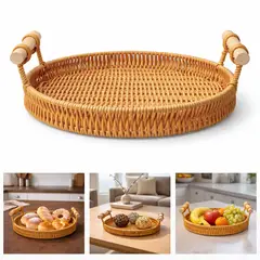 FLIPEREX - Bandeja Cesta Ovalada Tejida Decorativa Panera Frutera