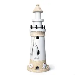 FLIPEREX - Faro Figura Decorativa Adorno De Madera Mediterraneo