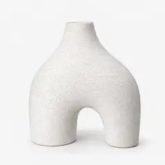 FLIPEREX - Florero Jarron Ceramica Blanco Decorativo Moderno Abstracto