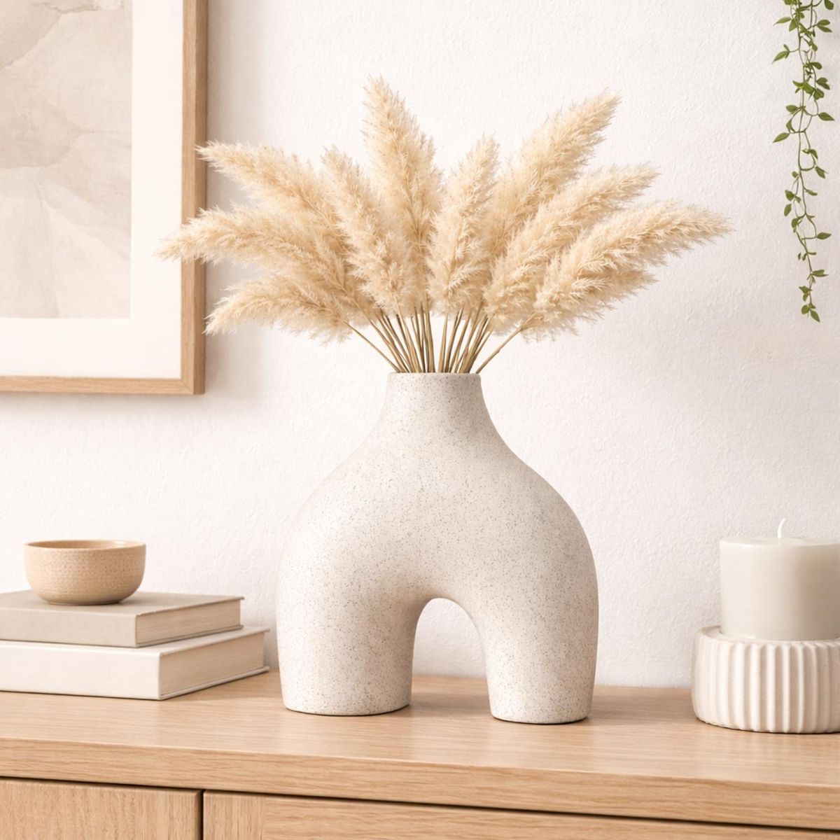 FLIPEREX - Florero Jarron Ceramica Blanco Decorativo Moderno Abstracto