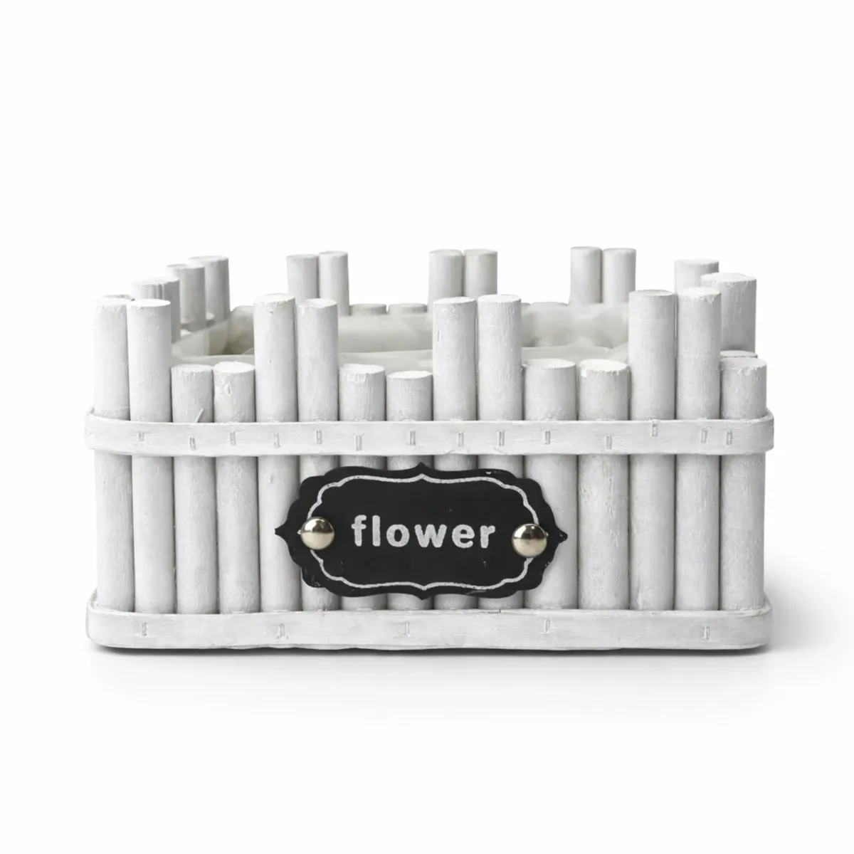 FLIPEREX - Macetero De Madera Rectangular Blanco Jardinera Plantas