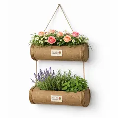 FLIPEREX - Maceta Macetero Colgante Cesta Yute 2 Niveles Jardinera