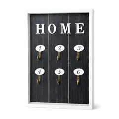 FLIPEREX - Porta Llaves Pared 6 Ganchos Organizador Perchero Negro