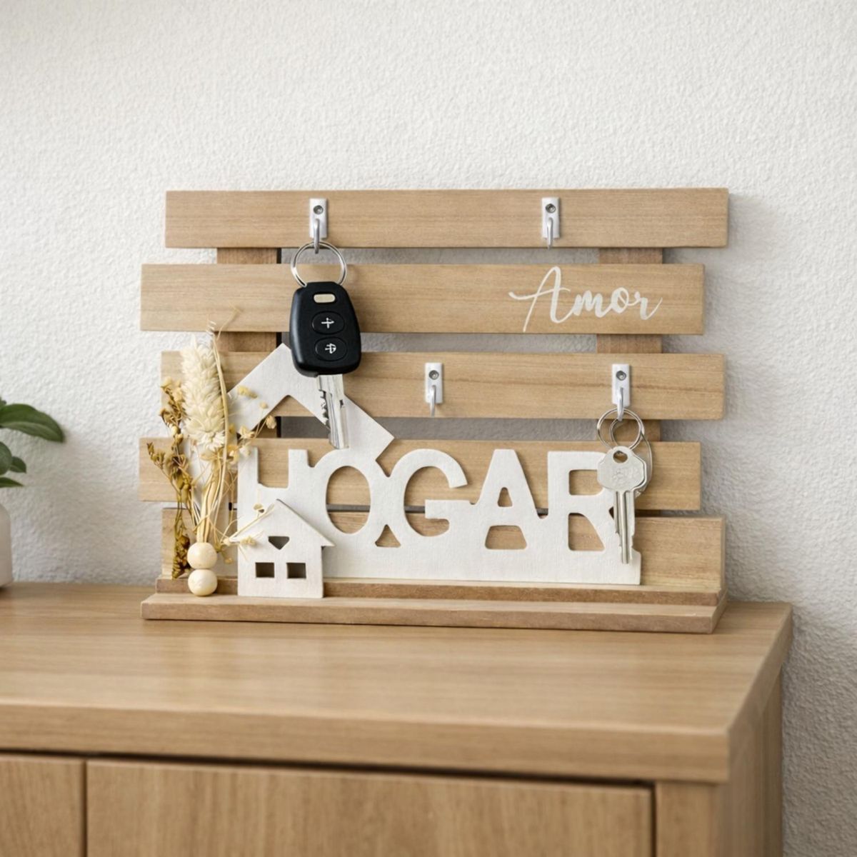 FLIPEREX - Porta Llaves Pared Madera Organizador Perchero Colgador