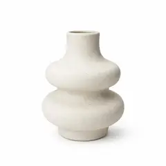FLIPEREX - Florero Jarron Ceramica Blanco Minimalista Ondulado Moderno
