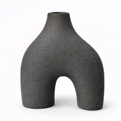 FLIPEREX - Florero Jarron Ceramica Negro Decorativo Moderno Abstracto