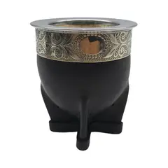 FLIPEREX - Mate Imperial De Calabaza Con Cuero y Virola De Alpaca - Negro - Legado
