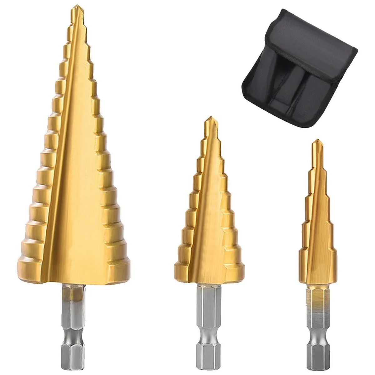 GENERICO - Set 3 Broca Conica Escalonada 4 A 32 Mm Paso A Paso BELUG