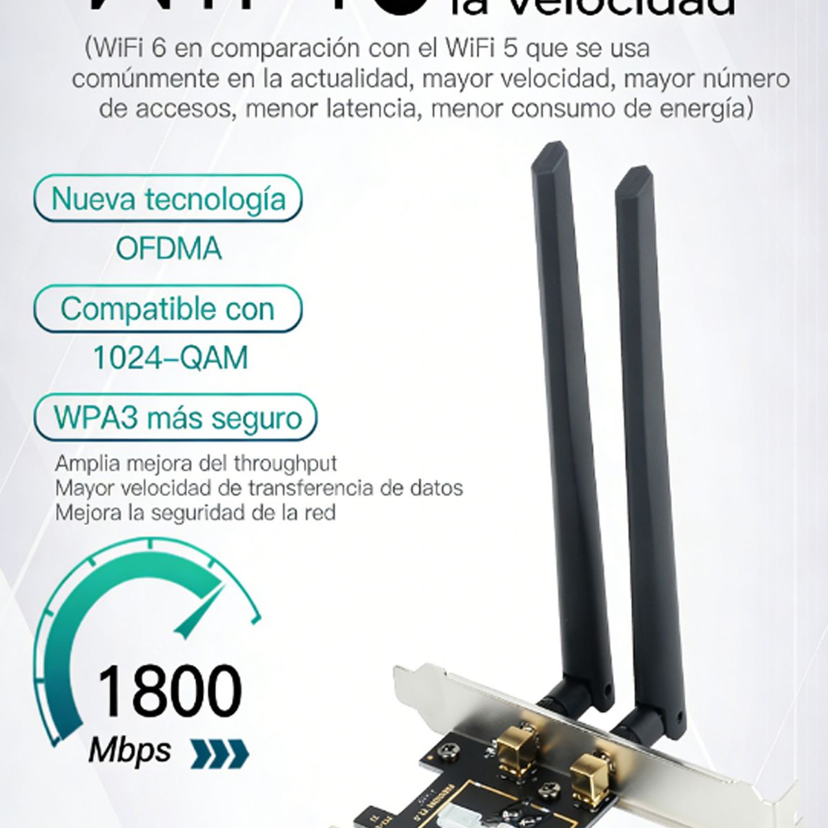 ATURE - Tarjeta De Red Inalámbrica Ax3000 Wi-fi6 Pcie Bluetoo 5.2