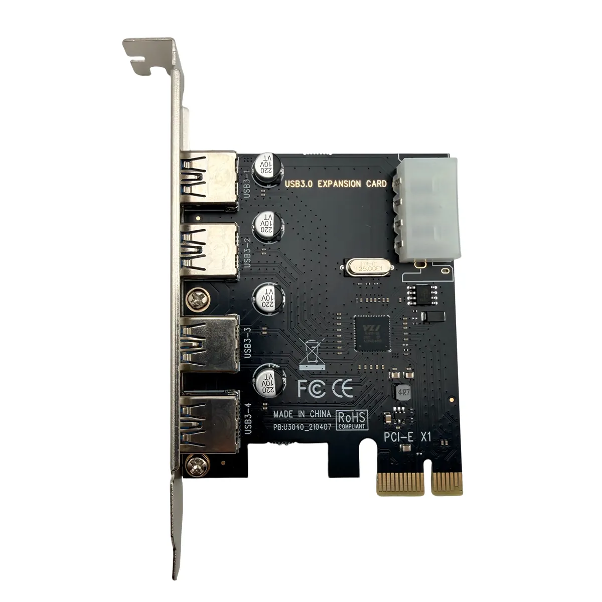 GENERICO - Tarjeta Expansora PCIe a USB 3.0 4 Puertos Transmisión de Gran Capacidad