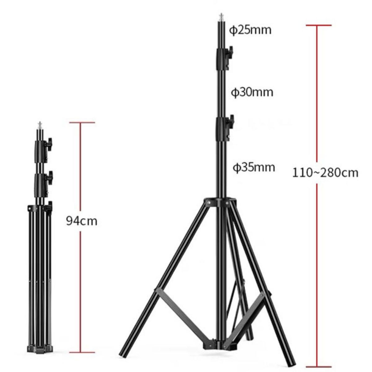 GENERICO - Trípode Metálico para Fotografía de 2.8 Metros Extensible Con Sistema de Resorte