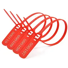 KUANGYE - Precinto Sello Seguridad 40cm Numerado 100 Unidades Rojo