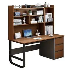 UENMI - Escritorio Con Estante Con Tres Cajones Marrón Moderno