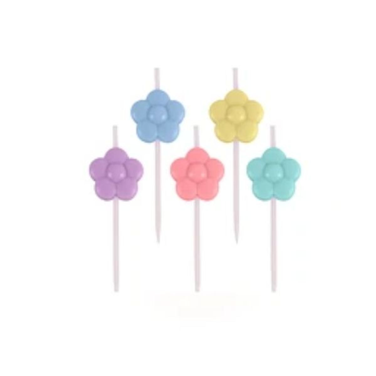 GENERICO - Velas de flores colores surtidos 5pcs 2x8cm