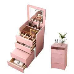 UENMI - Mesa De Maquillaje Con Espejo Y Luz Y Taburete Oculto Rosa