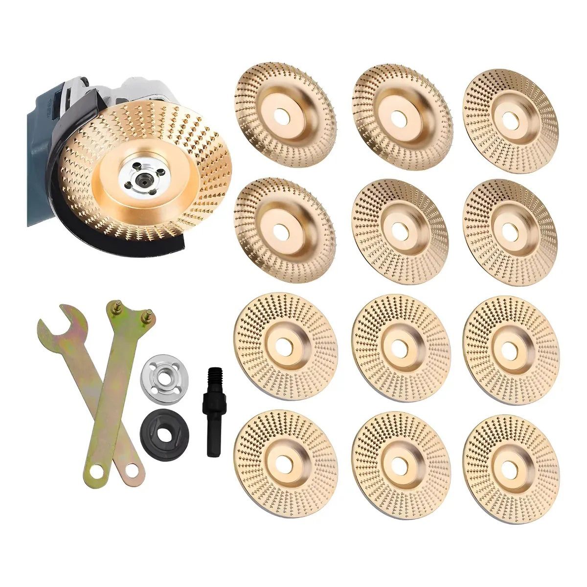 KUANGYE - 12pcs Disco Desgaste De Madera Estándar 16 Mm Lijado Esmeril Dorado