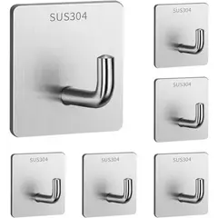 KUANGYE - 20 Piezas Ganchos Perchero Acero Inox Colgador Pared plateado autoadhesivo