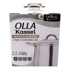 DORAL - Olla Acero Inoxidable 26cm Tapa Vidrio KASSEL
