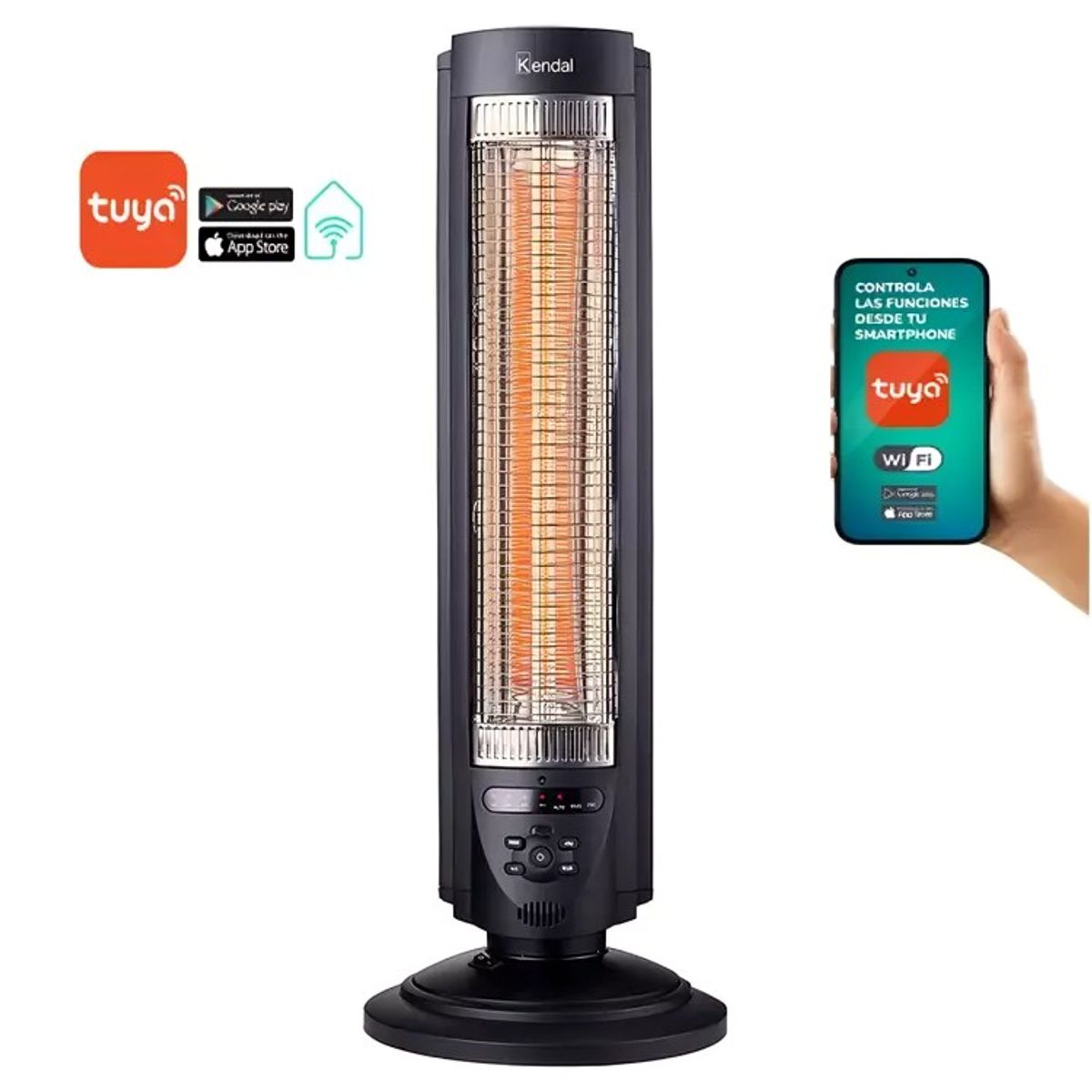 KENDAL - CALEFACTOR CON EFECTO LUMINOSO  FIBRA CARBONO KENDAL KFC-600D NEGRO