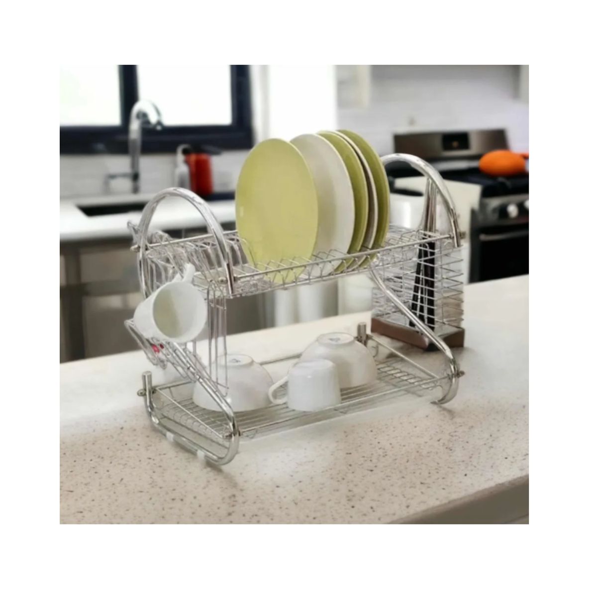 GENERICO - Secaplatos Escurridor de Platos 2 Niveles Inoxidable con Bandeja