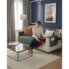 GENERICO - Set de Cubre sillon con bolsas diseño reversible 3 cuerpos