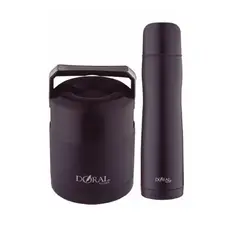 DORAL - Pack Termo Comida 600ml Buffet + Termo Bala 500ml NEGRO