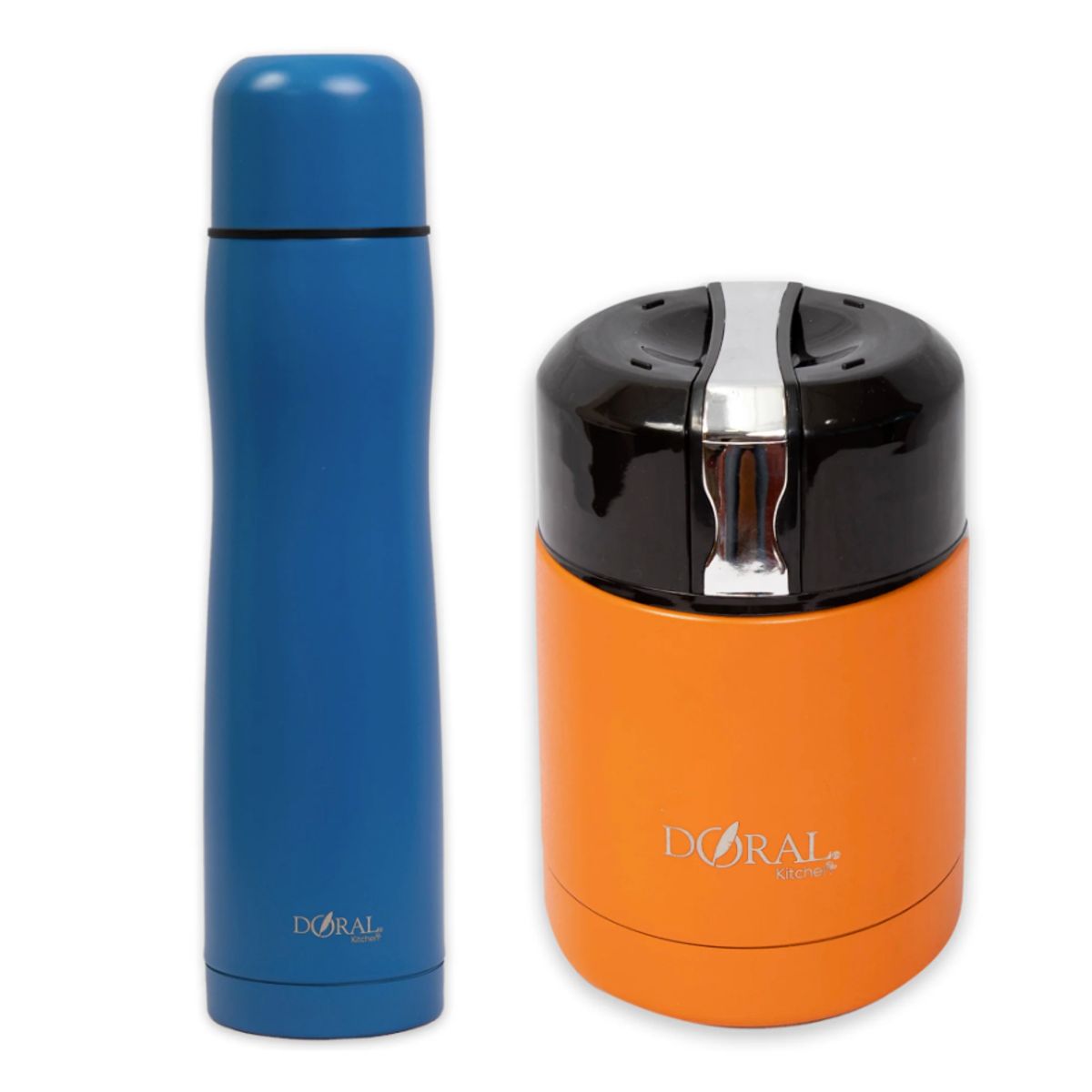 DORAL - Pack Termo Comida 600ml Buffet + Termo Bala 500ml NARANJA-AZUL