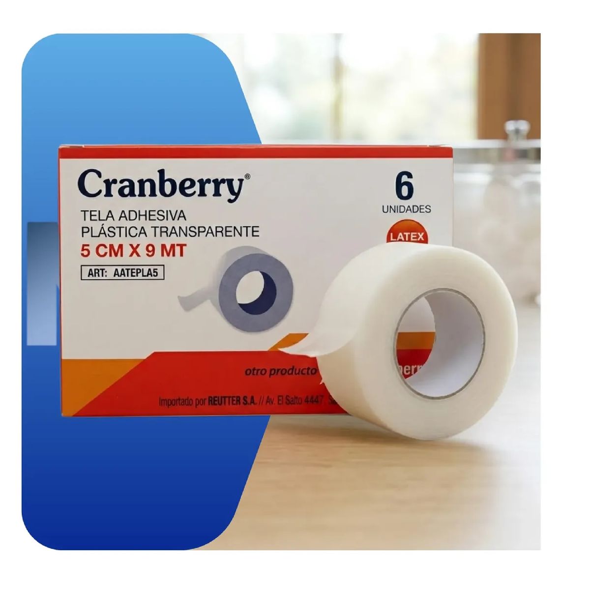 CRANBERRY - Tela Adhesiva Plástica Transpore 5cm X 9m Cranberry Caja X6
