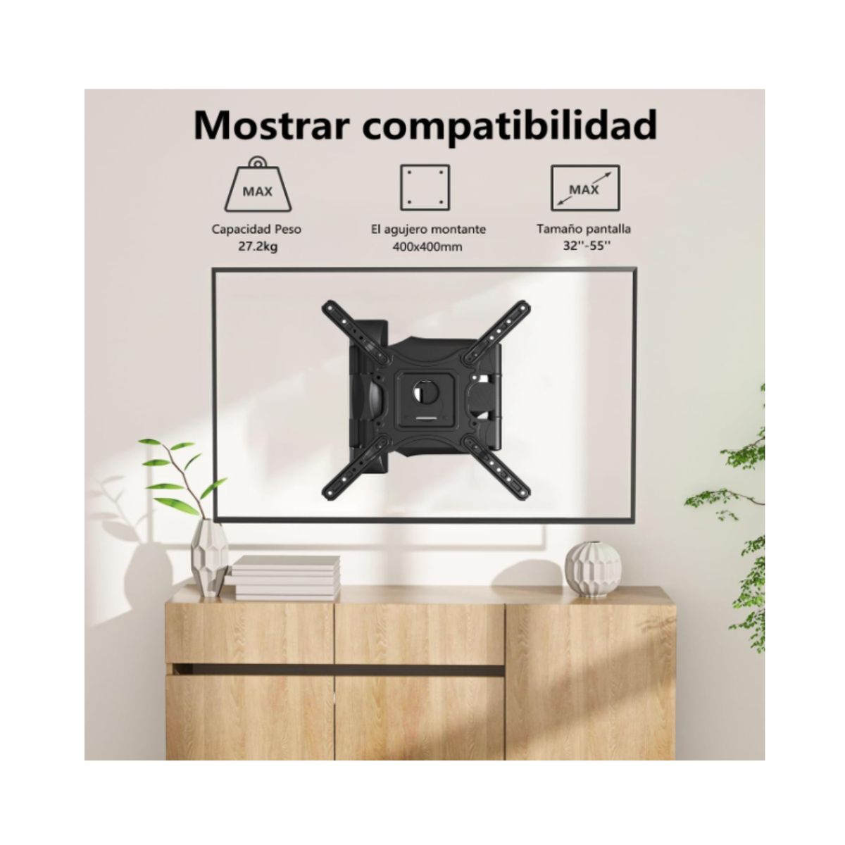GENERICO - Soporte Tv Articulado Pared 32 - 55 Pulgadas 32 Kg Mod-P4