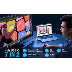 GENERICO - Lemorele TC52 Hub USB-C 7 en 2 para MacBook Pro y Air Alta velocidad, diseño compacto y máxima compatibilidad
