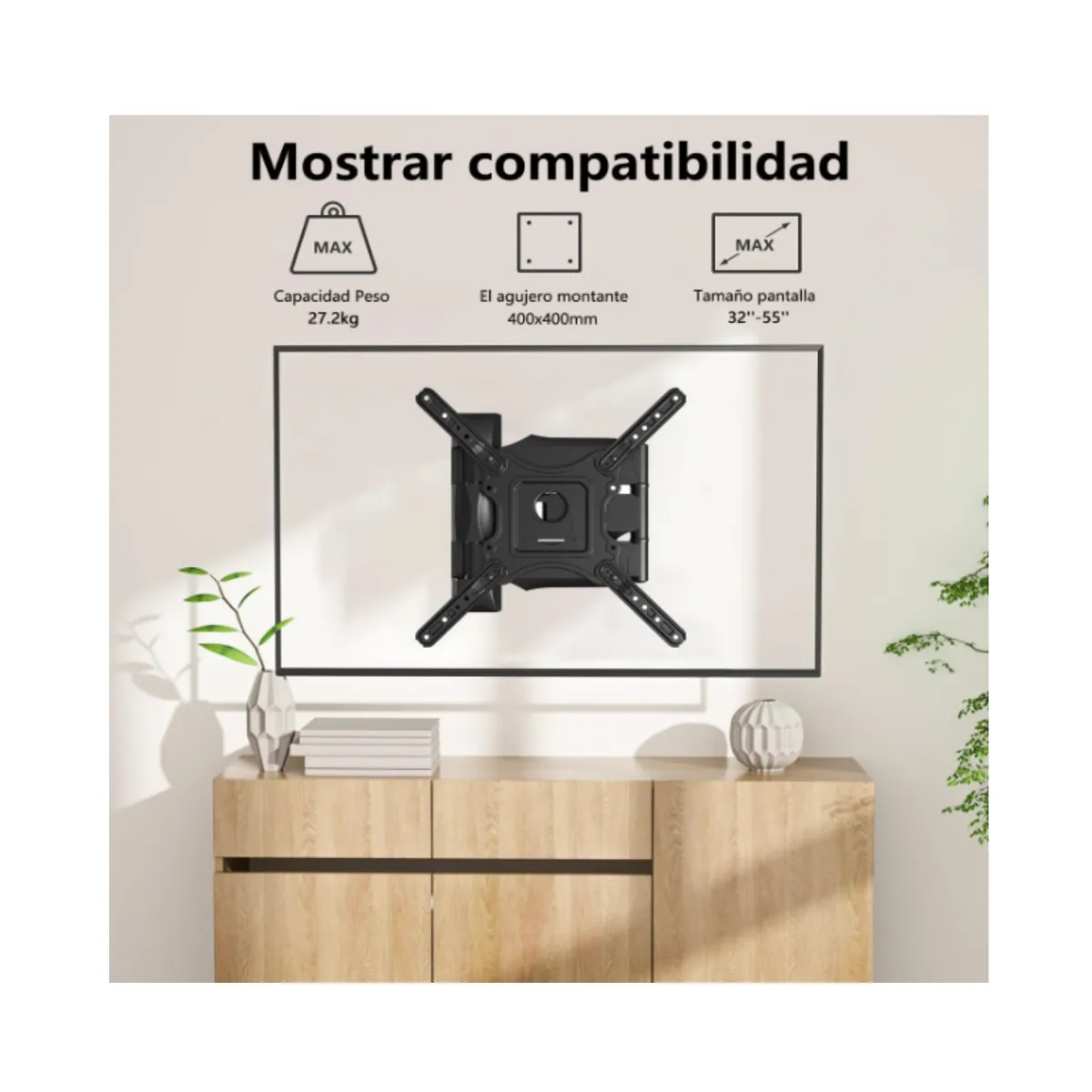 GENERICO - Soporte Tv Articulado Pared 32 - 55 Pulgadas 32 Kg Mod-P4
