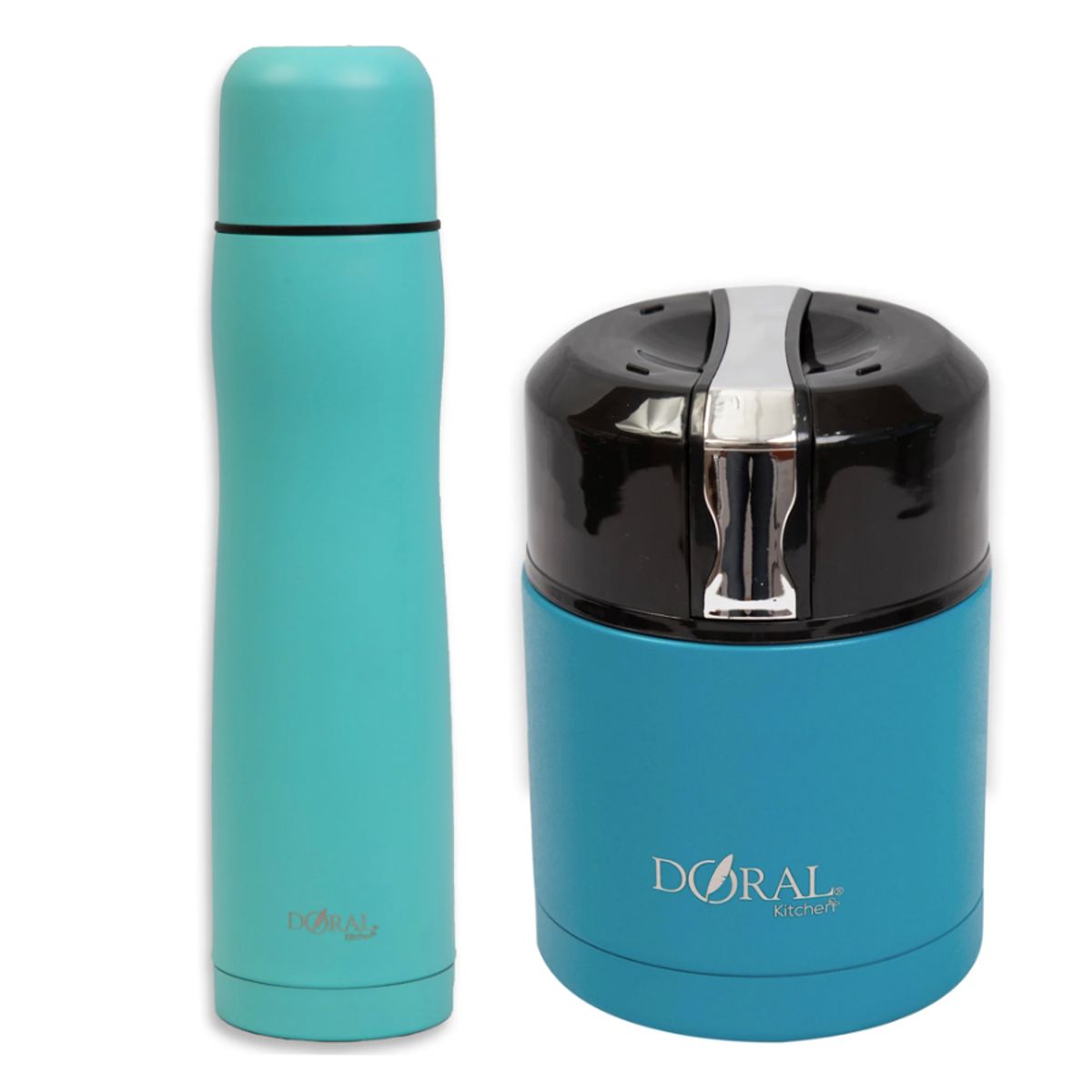 DORAL - Pack Termo Comida 600ml Buffet + Termo Bala 500ml AZUL-TURQUESA