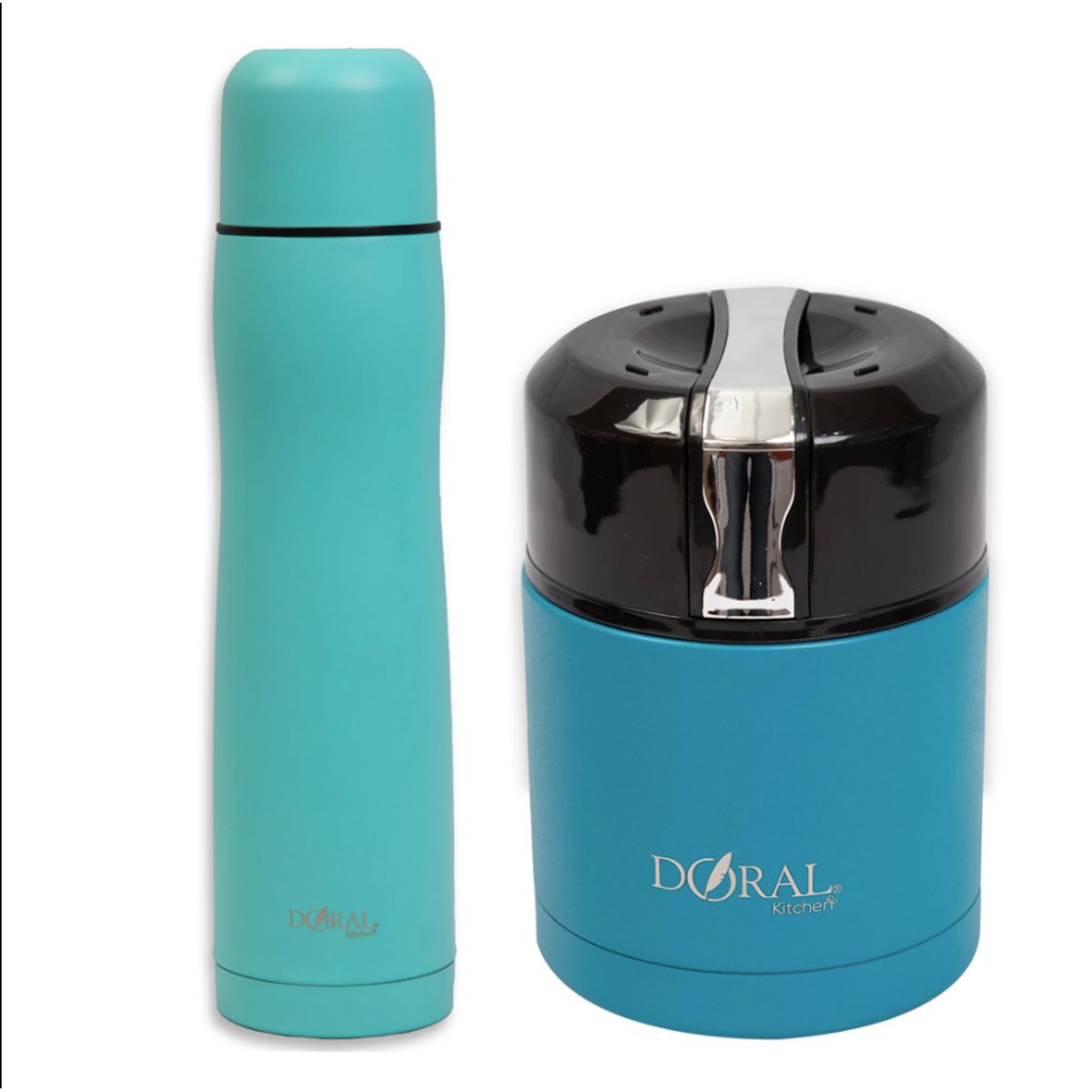 DORAL - Pack Termo Comida 600ml Buffet + Termo Bala 500ml AZUL-TURQUESA