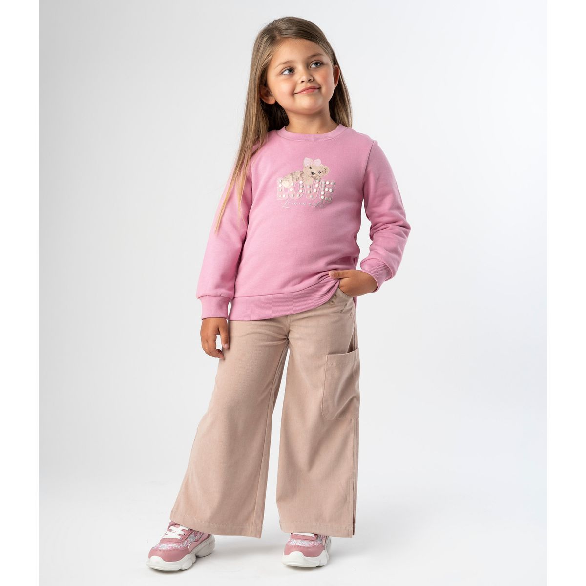 LIMONADA - Pantalon niña cargo de cotelé beige Limonada