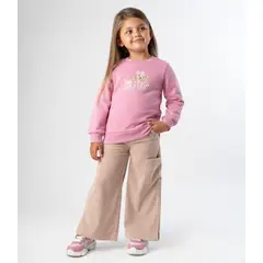 LIMONADA - Pantalon niña cargo de cotelé beige