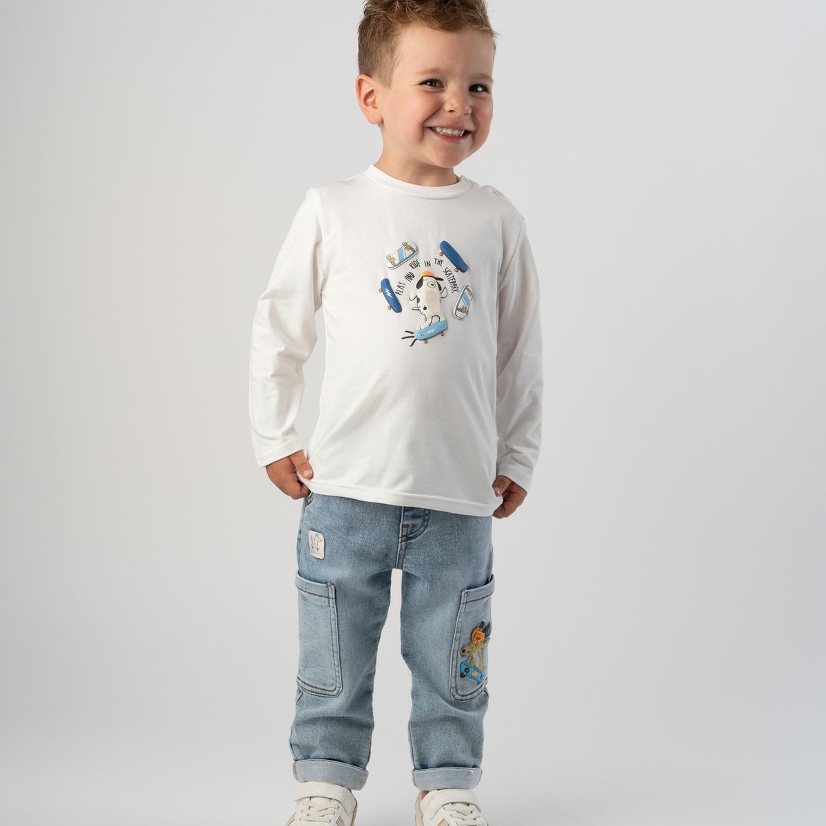4KIDS - Jeans bebé cargo denim azul 4 Kids