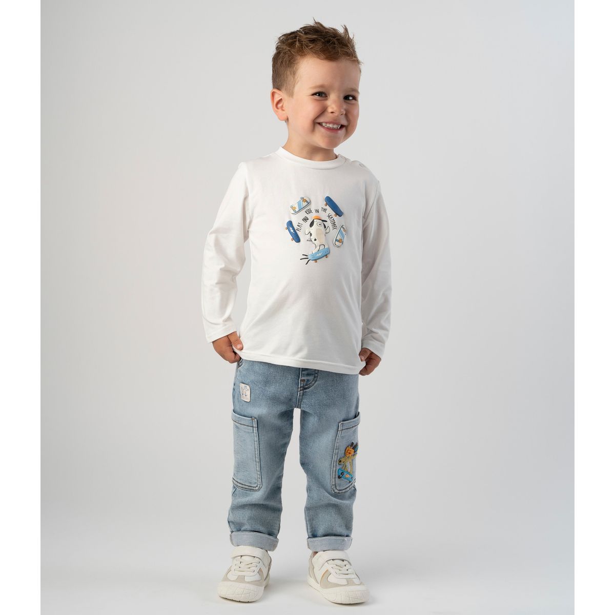 4KIDS - Jeans bebé cargo denim azul 4 Kids