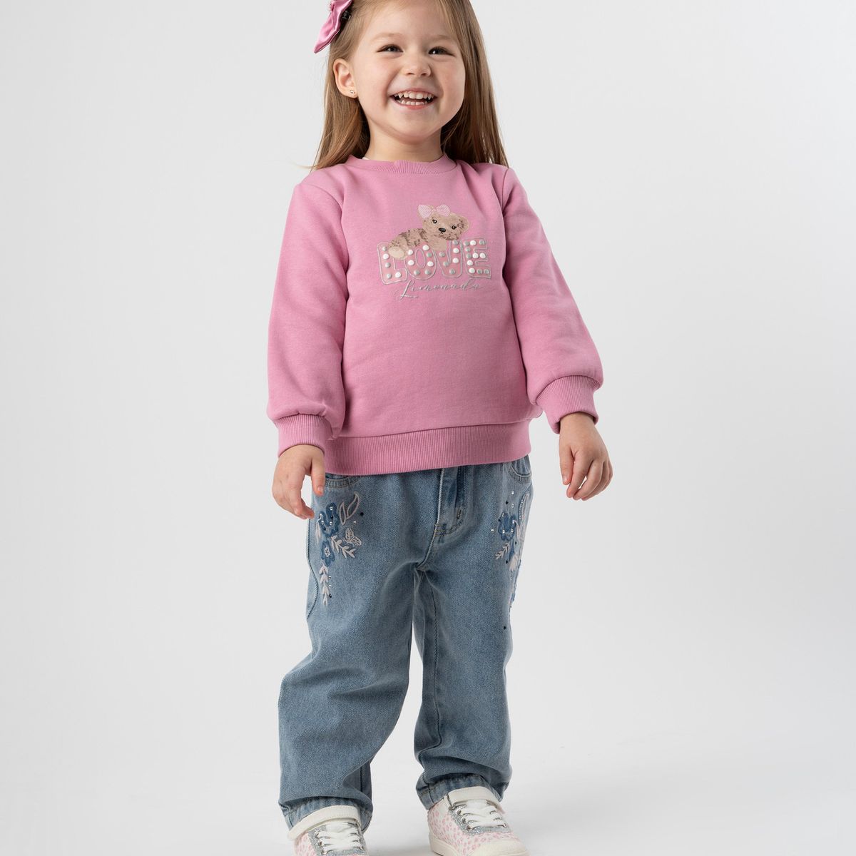 LIMONADA - Jeans bebé con flores denim azul Limonada