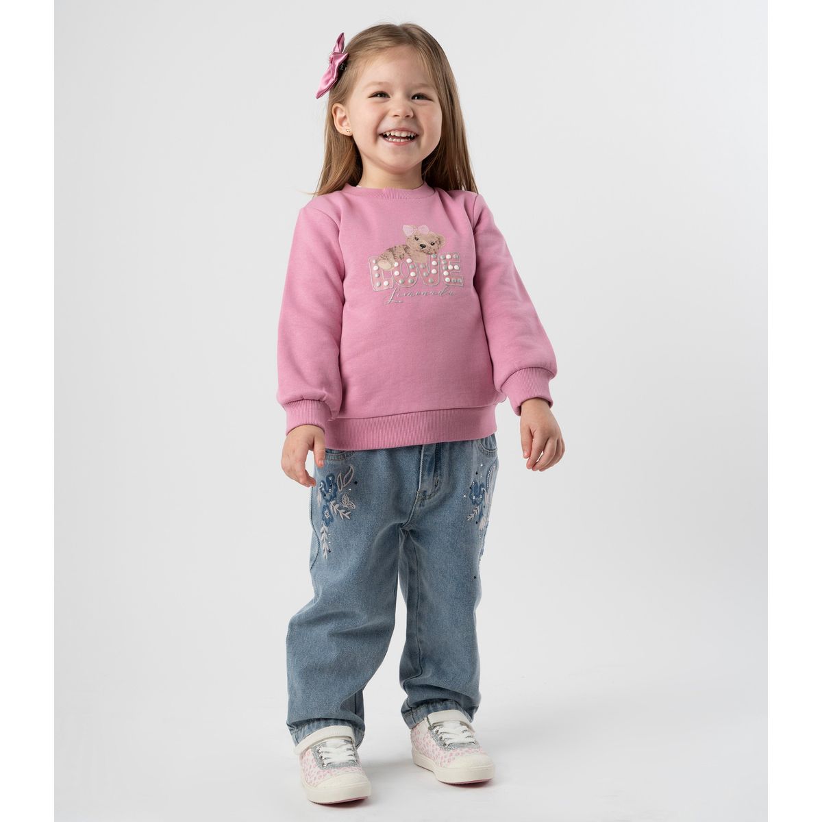 LIMONADA - Jeans bebé con flores denim azul Limonada