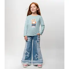 LIMONADA - Jeans niña con estrellas denim celeste