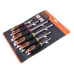 TACTIX - JUEGO DE DESTORNILLADORES DE GOLPE 6 PZS BI-MATERIAL