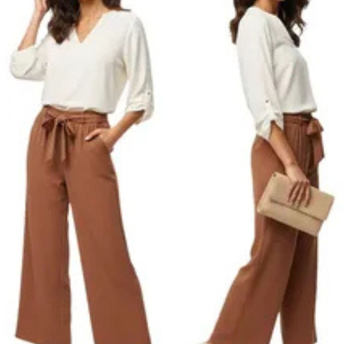 LOOK SHOP - Pantalón Palazzo Casual Sueltos. Pierna Ancha Recta. Verano 461