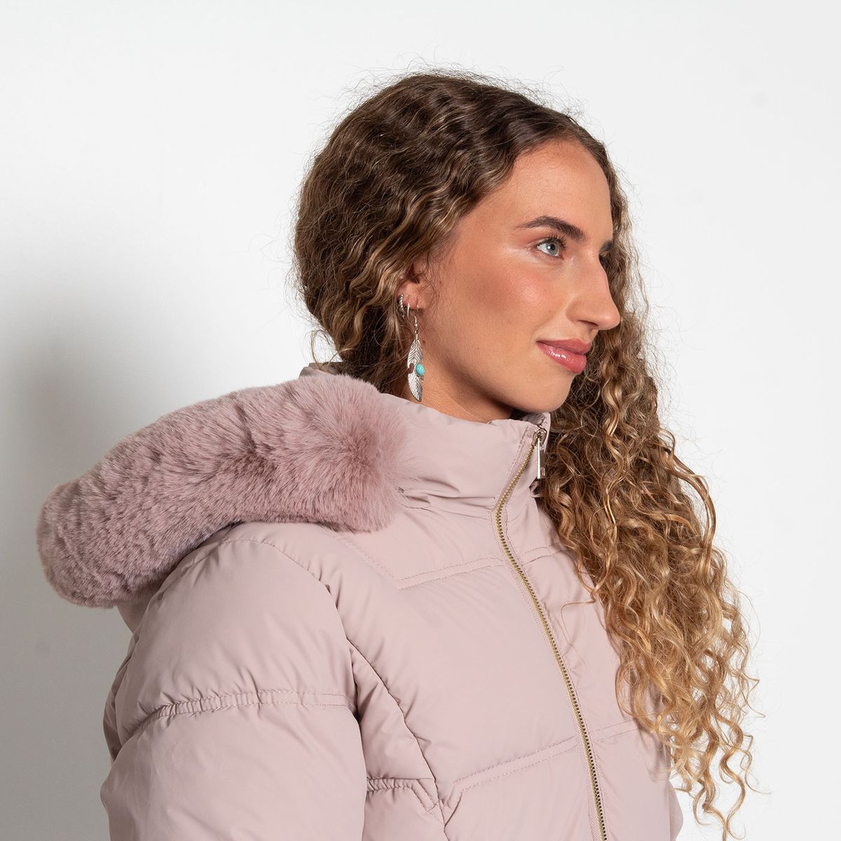 WADOS - PARKA LARGA MANGA LARGA CAPUCHA PIEL SINTETICA