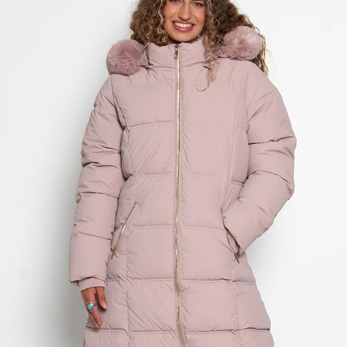 WADOS - PARKA LARGA MANGA LARGA CAPUCHA PIEL SINTETICA