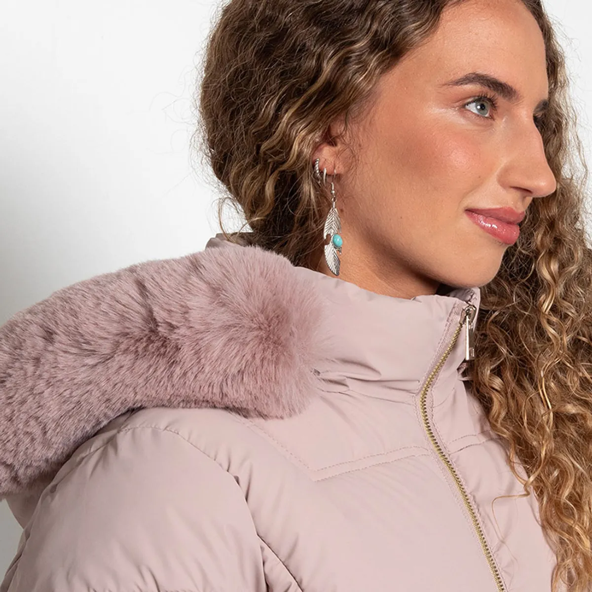 WADOS - PARKA LARGA MANGA LARGA CAPUCHA PIEL SINTETICA