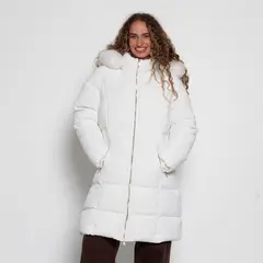 WADOS - PARKA LARGA MANGA LARGA CAPUCHA PIEL SINTETICA