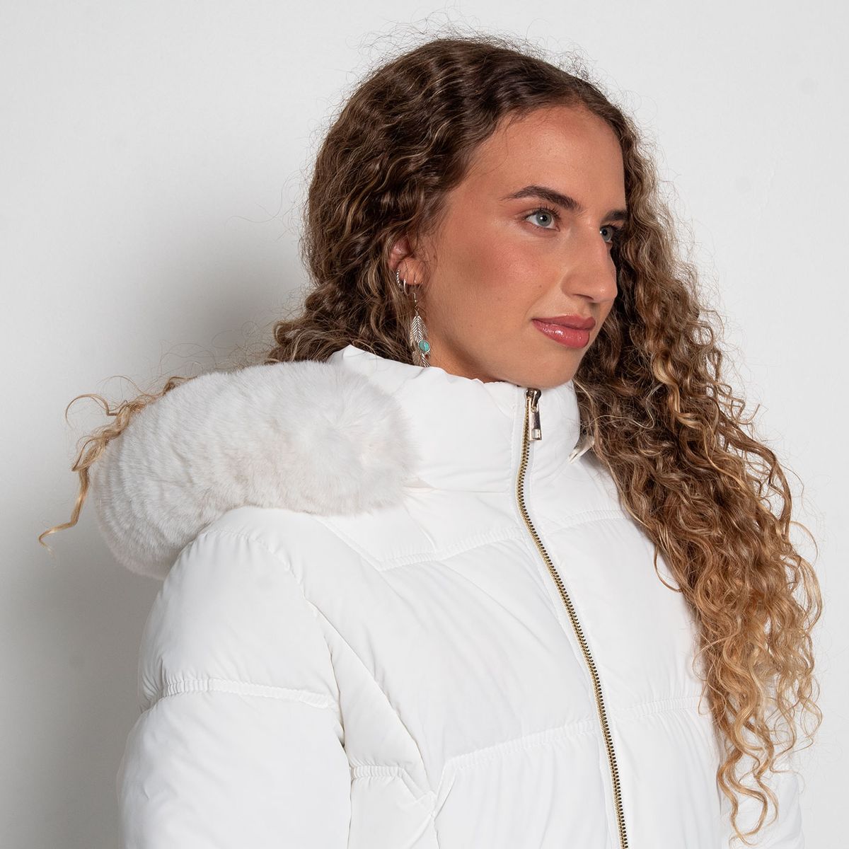 WADOS - PARKA LARGA MANGA LARGA CAPUCHA PIEL SINTETICA